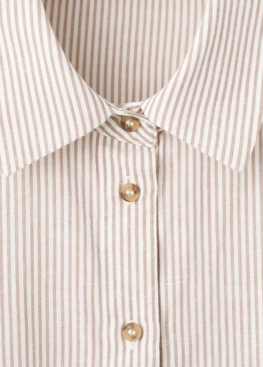 Beige Short Sleeve Striped Shirt, 0201_07, large image number 1