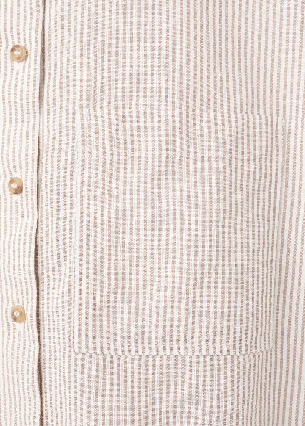 Beige Short Sleeve Striped Shirt, 0201_07, large image number 5