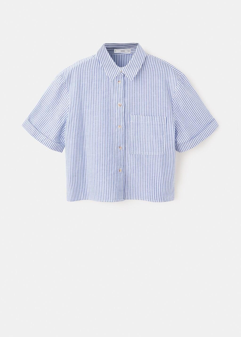Blue Short Sleeve Striped Shirt, Light-Pastel Blue, large image number 8
