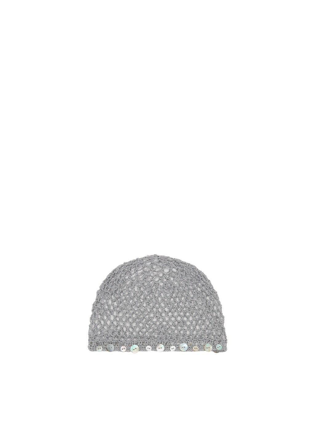 Grey Crochet Hat With Decorative Buttons, Grey, large image number 3