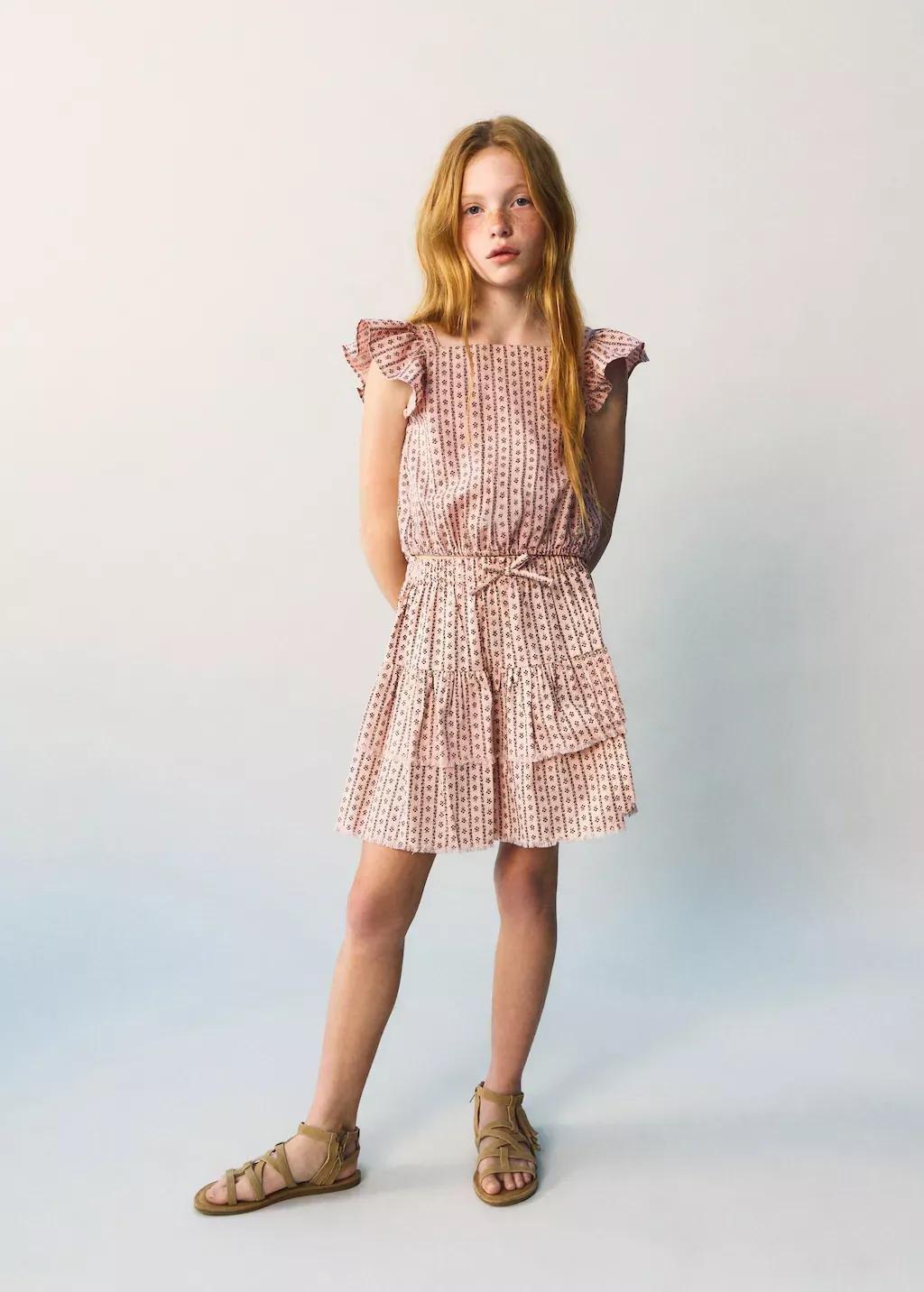 Pink Printed Skirt With Ruffles, Kids Girls, Pink, large image number 0