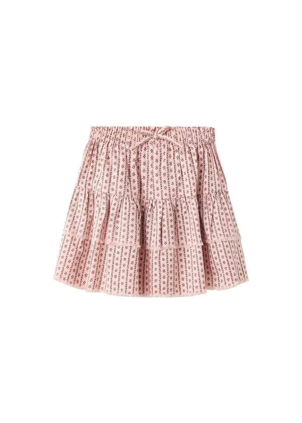 Pink Printed Skirt With Ruffles, Kids Girls, Pink, large image number 4