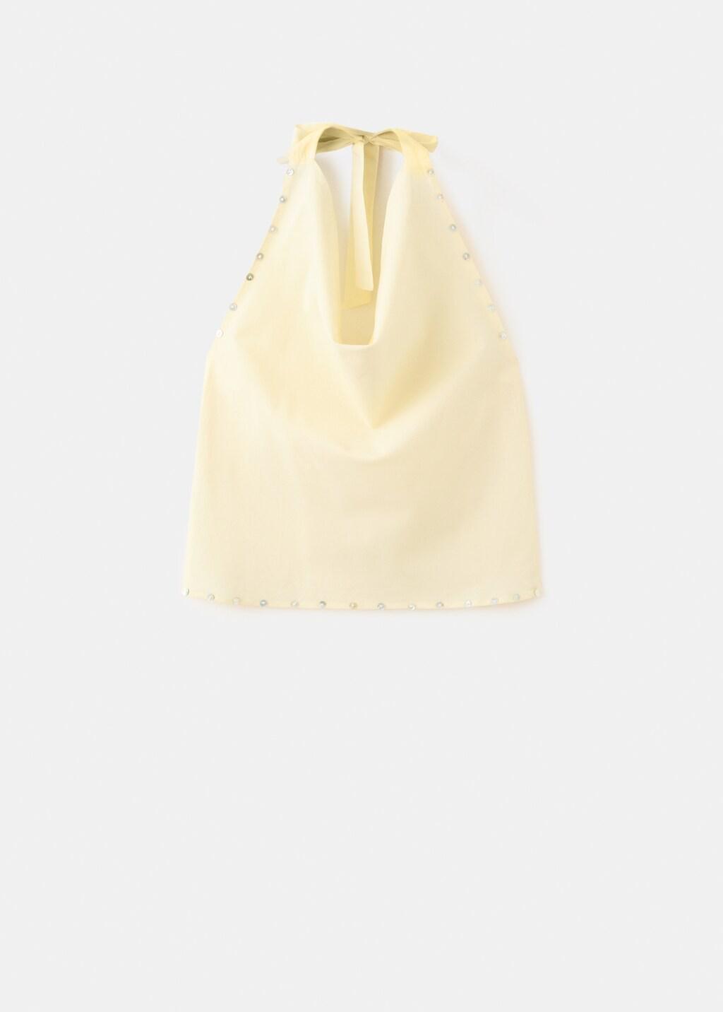 Yellow Halter Neck Button Top, Yellow, large image number 7