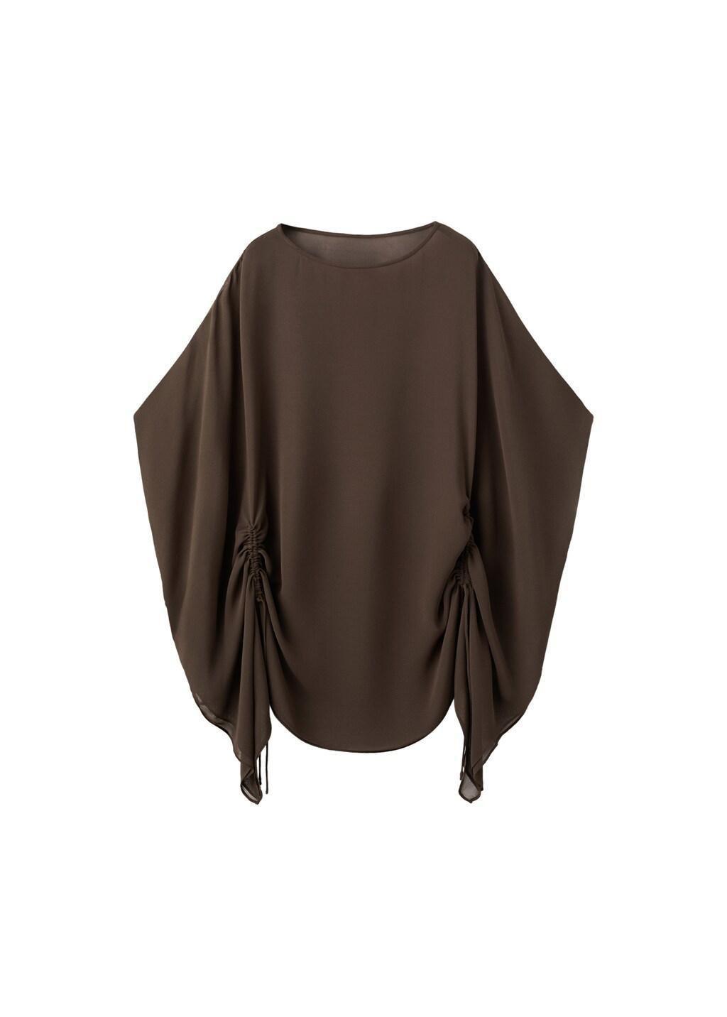 Brown Side Ruched Caftan, 0201_30, large image number 6
