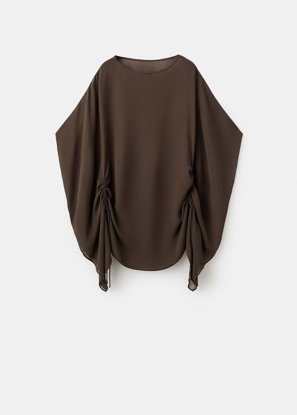 Brown Side Ruched Caftan, 0201_30, large image number 7