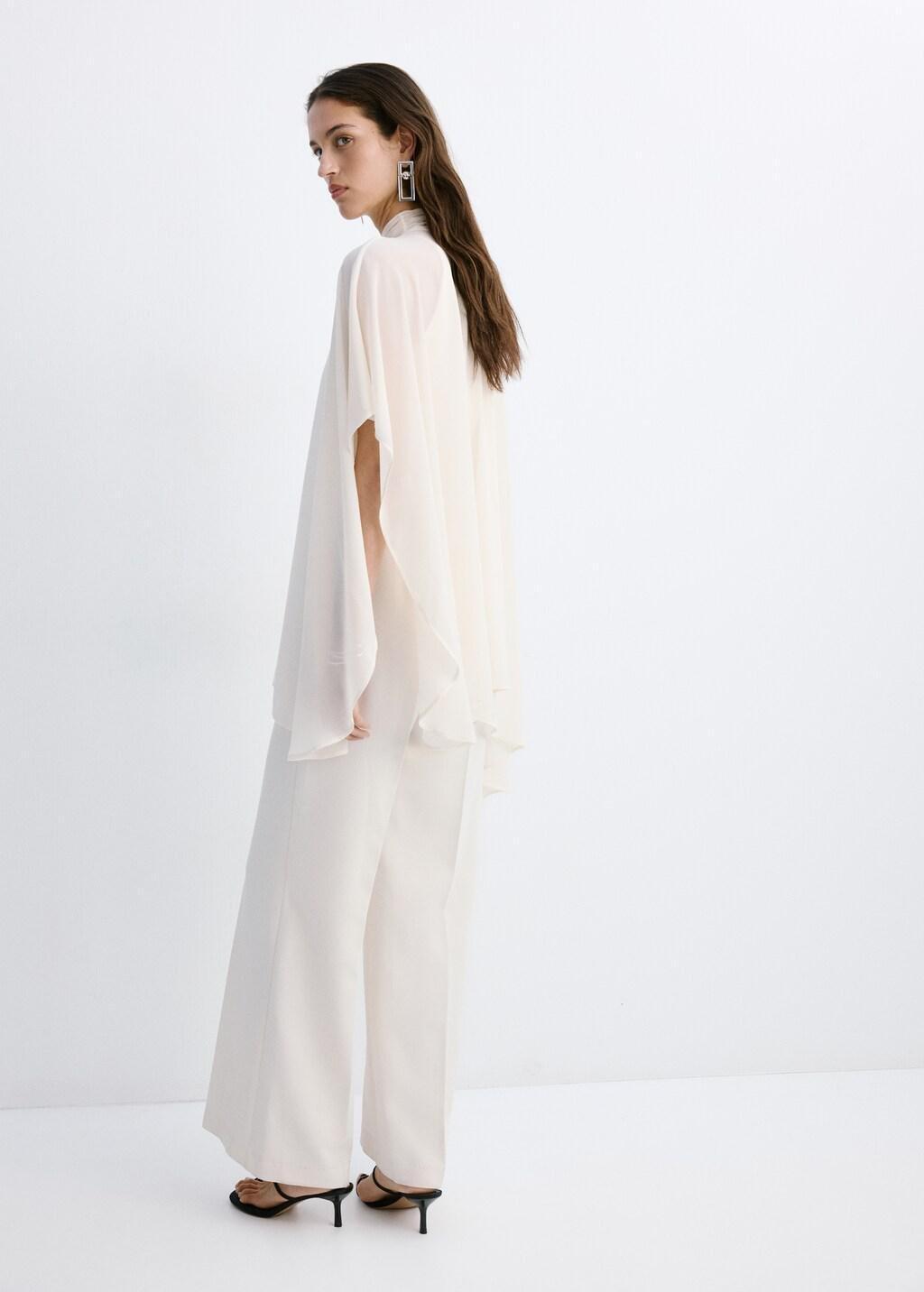Beige Asymmetric High-Neck Cape, Light Beige, large image number 3