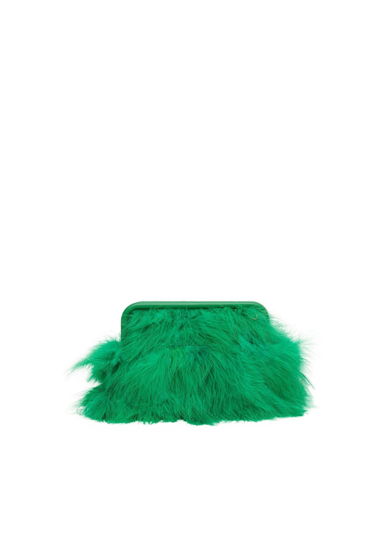 Green Feather Clutch Bag, , large image number 0