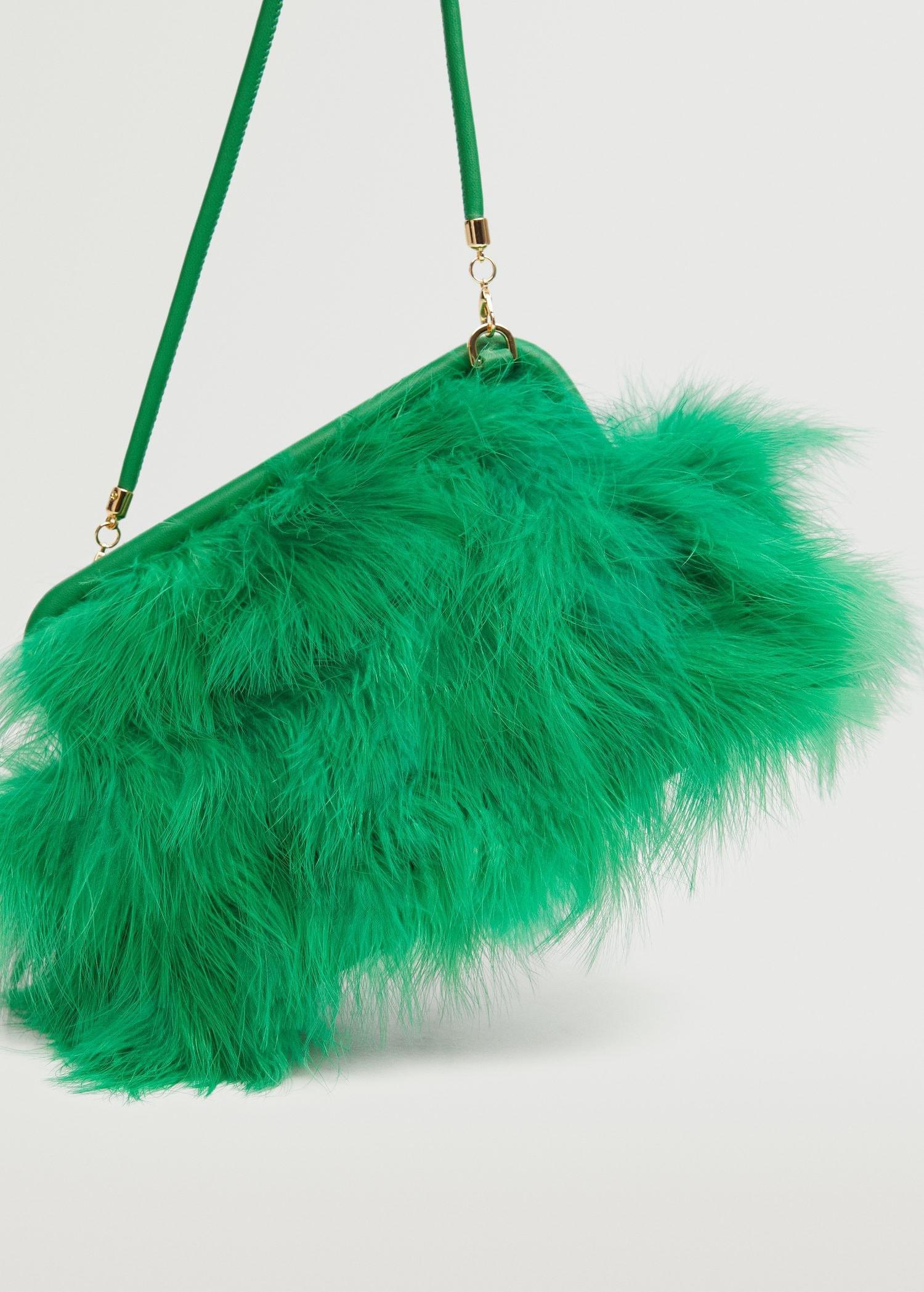 Green Feather Clutch Bag, , large image number 1