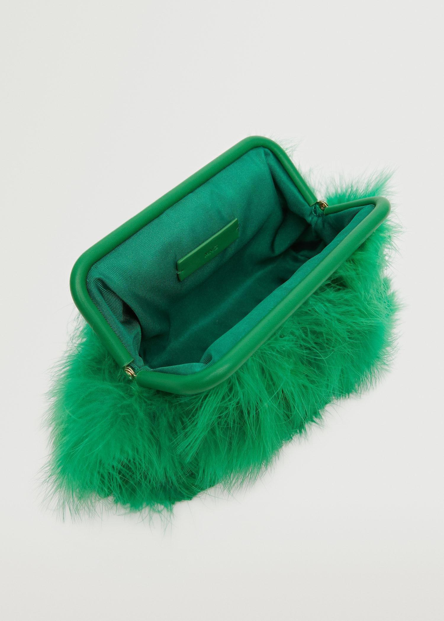 Green Feather Clutch Bag, , large image number 2