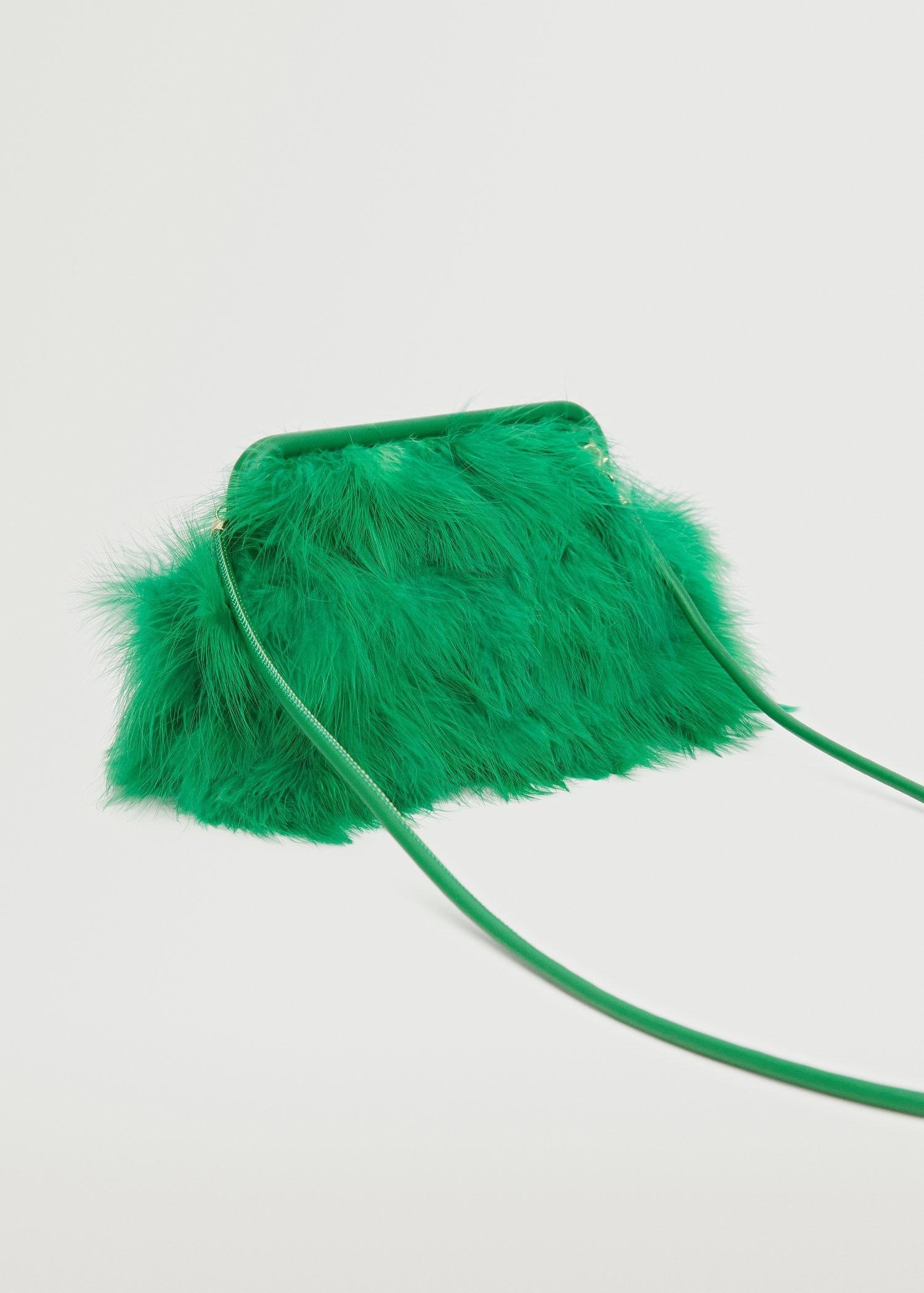 Green Feather Clutch Bag, , large image number 4