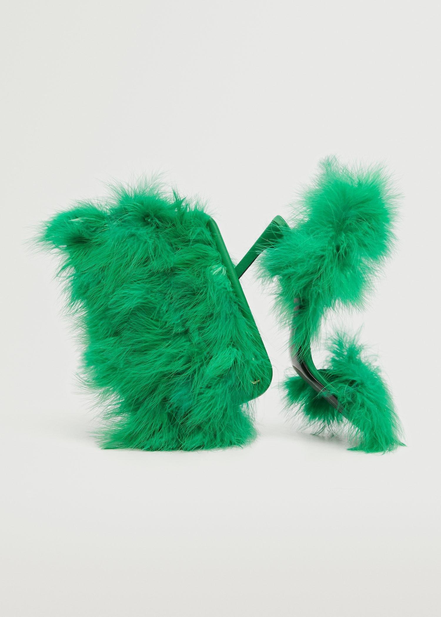Green Feather Clutch Bag, , large image number 5