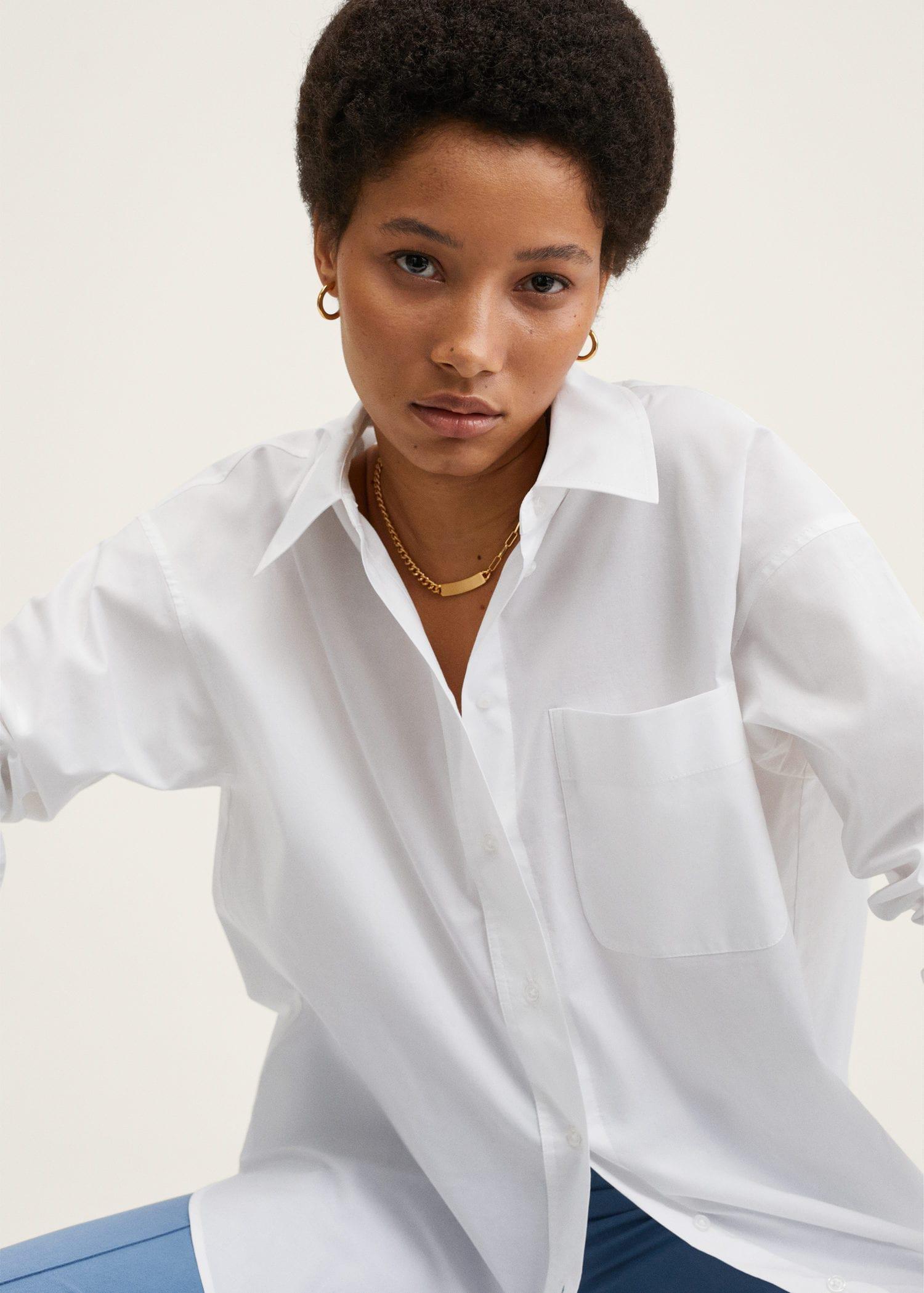White Oversize Cotton Shirt, , large image number 0