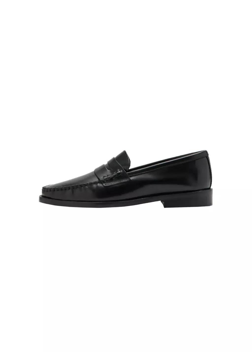 Black Gathered Leather Moccasin, Black, large image number 3