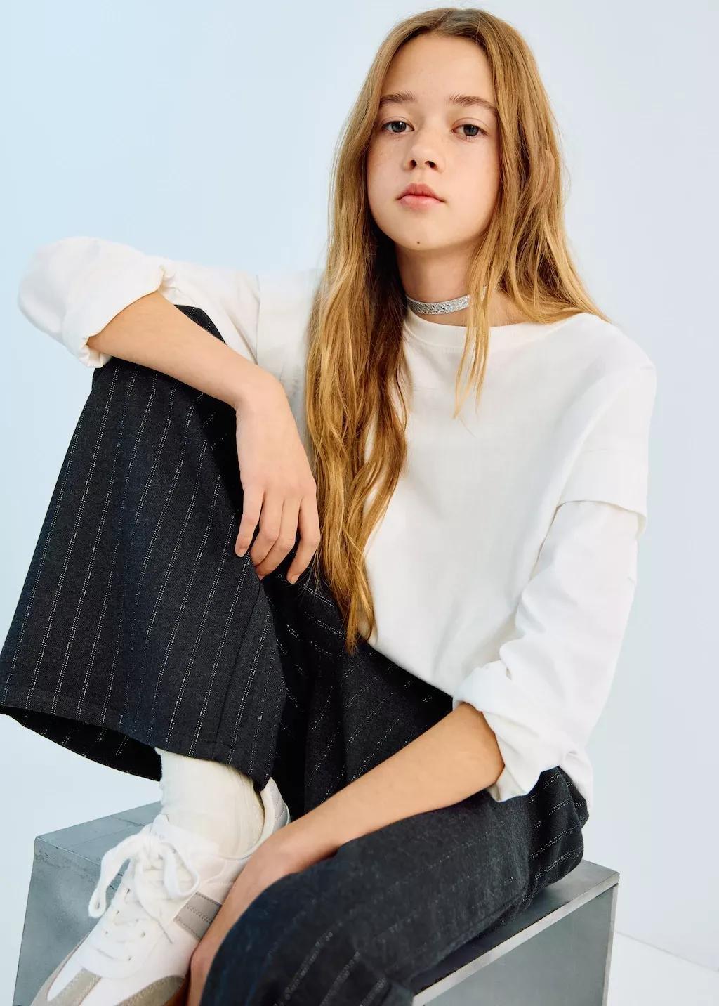 Grey Lurex Striped Trousers, Kids Girls, Grey, large image number 3