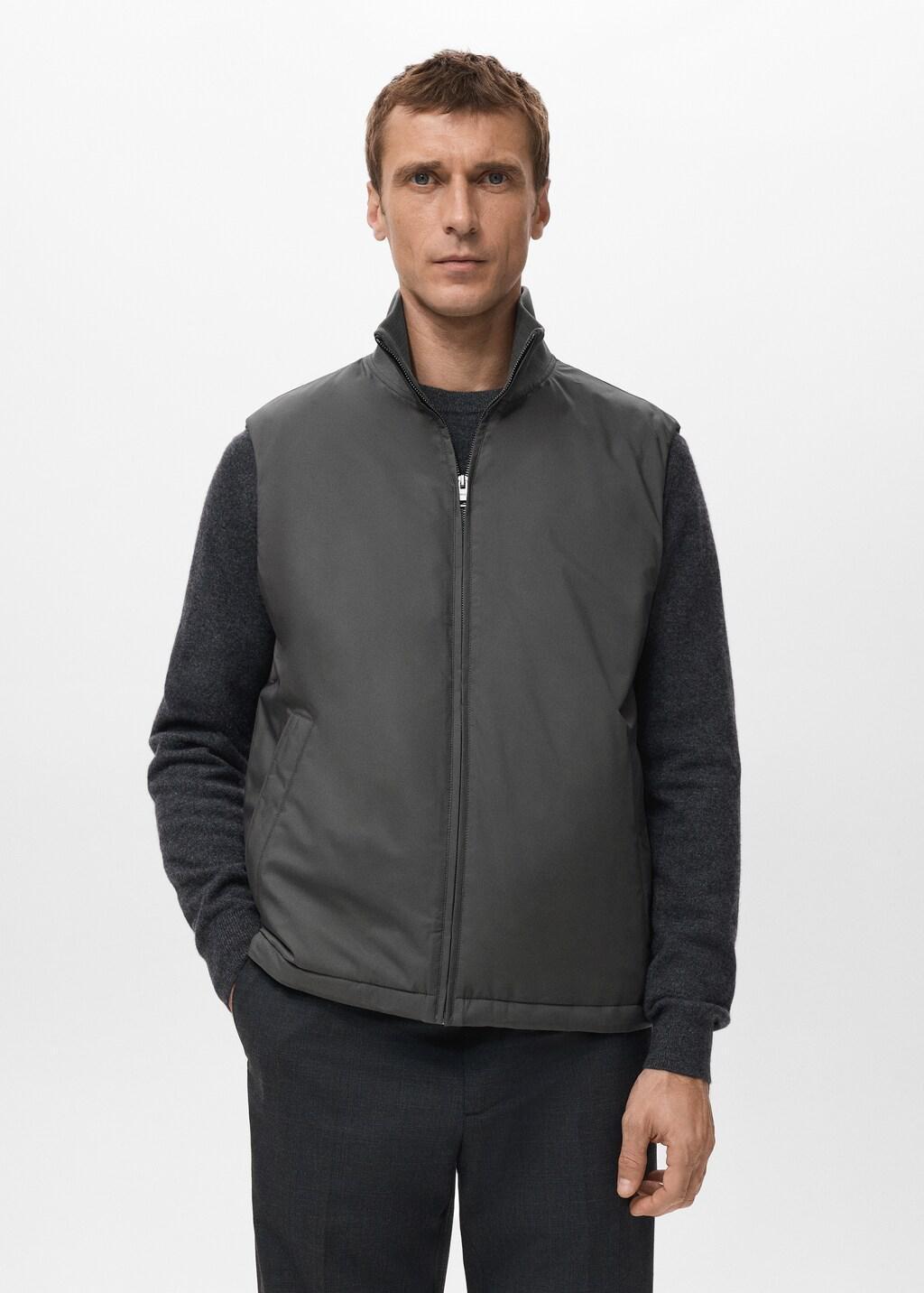 Grey Lightweight Quilted Gilet, Grey, large image number 3