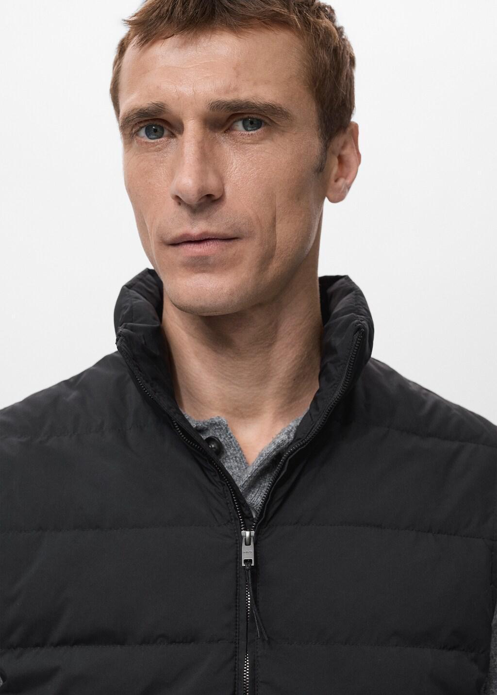 Black Quilted Waistcoat With Down And Feather Filling, Black, large image number 4