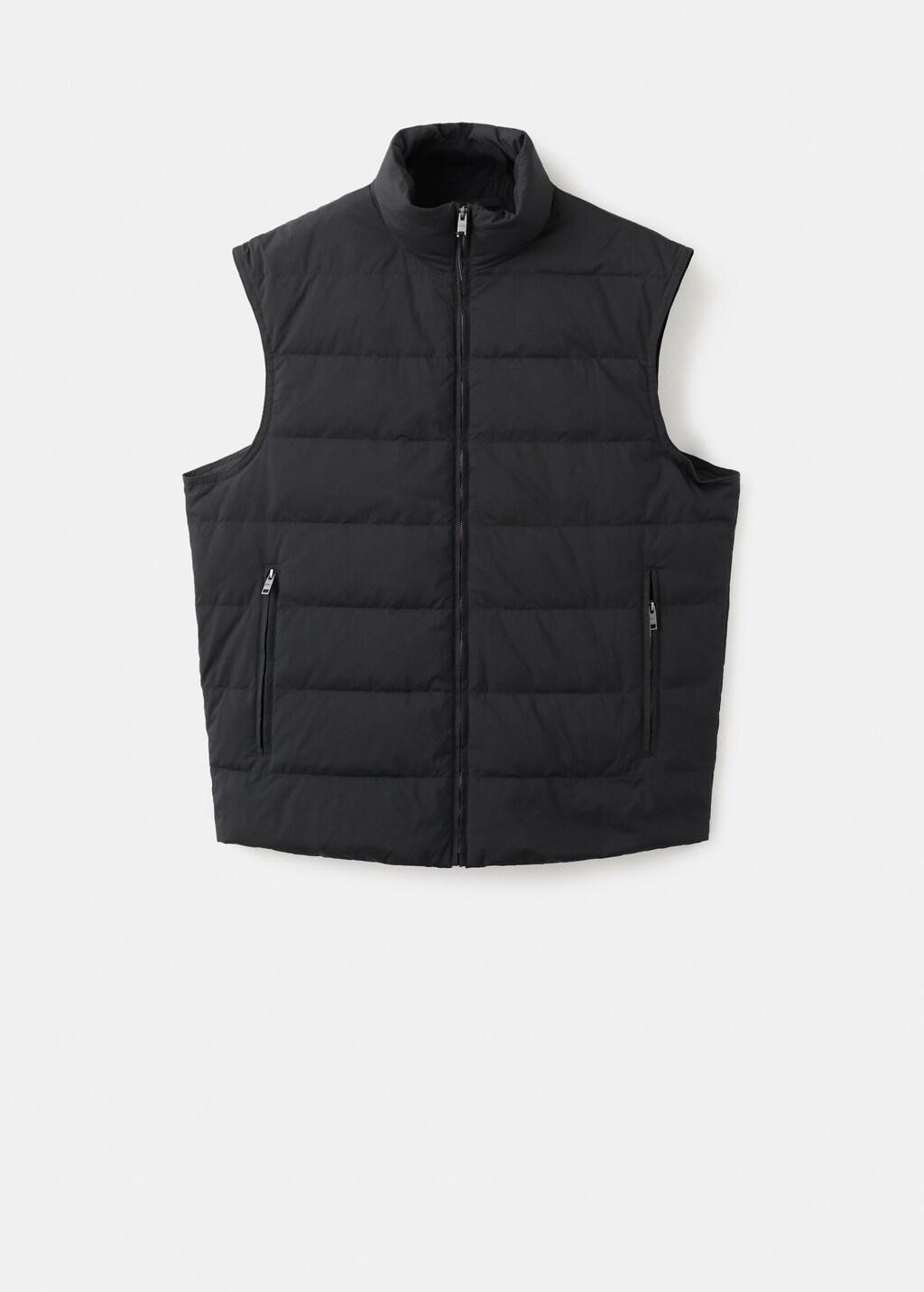 Black Quilted Waistcoat With Down And Feather Filling, Black, large image number 7