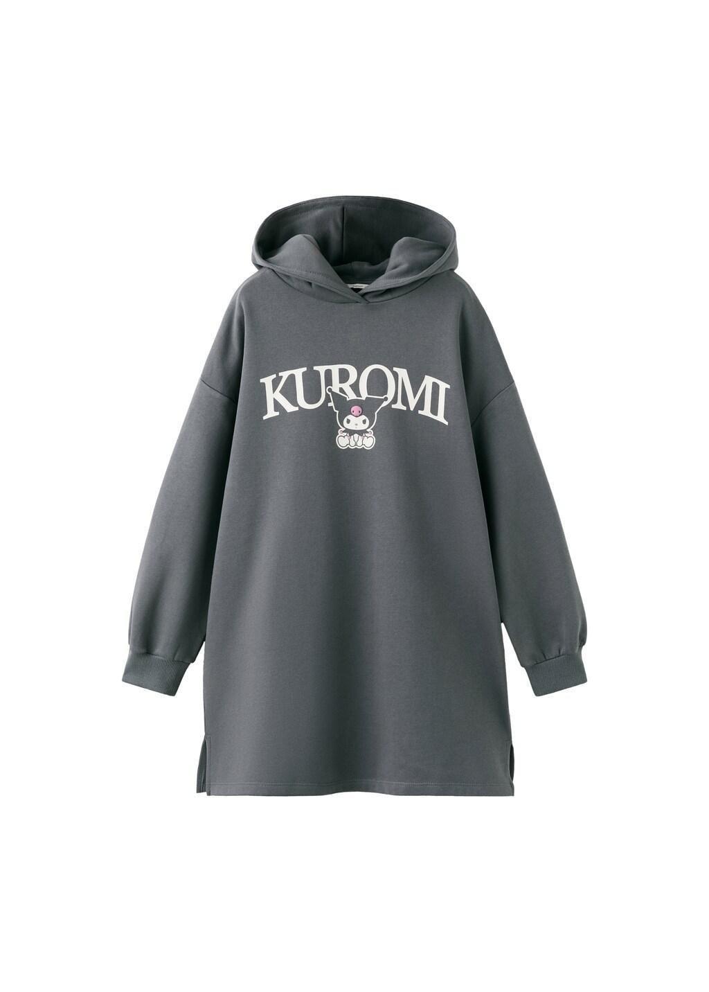 Grey Kuromi Sweatshirt Dress, Kids Girls, Charcoal, large image number 7
