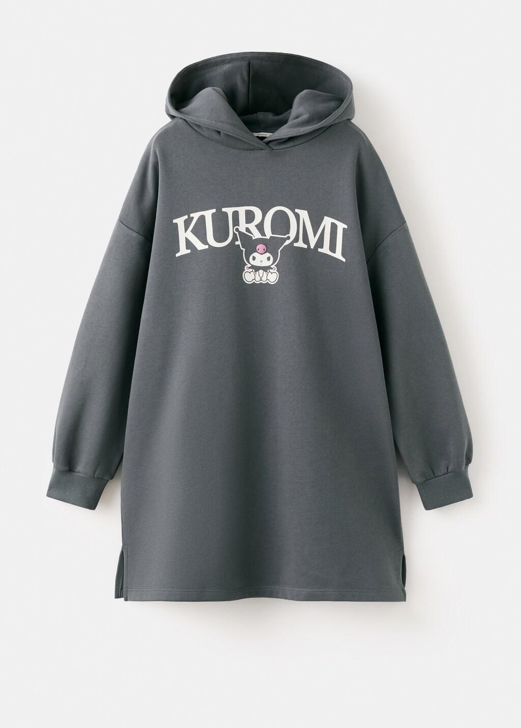 Grey Kuromi Sweatshirt Dress, Kids Girls, Charcoal, large image number 8