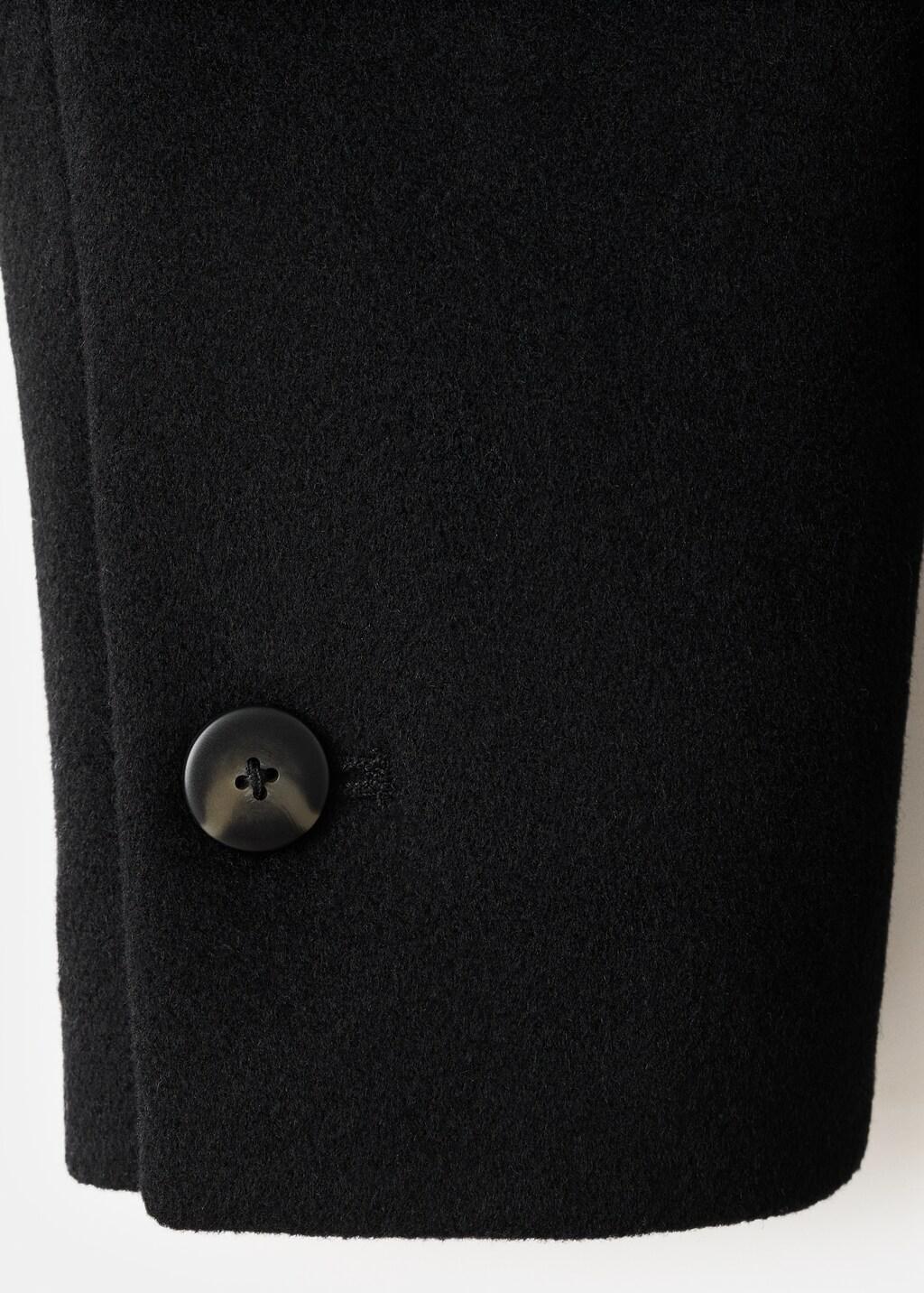 Black Double-Breasted Wool Blend Coat, Black, large image number 2