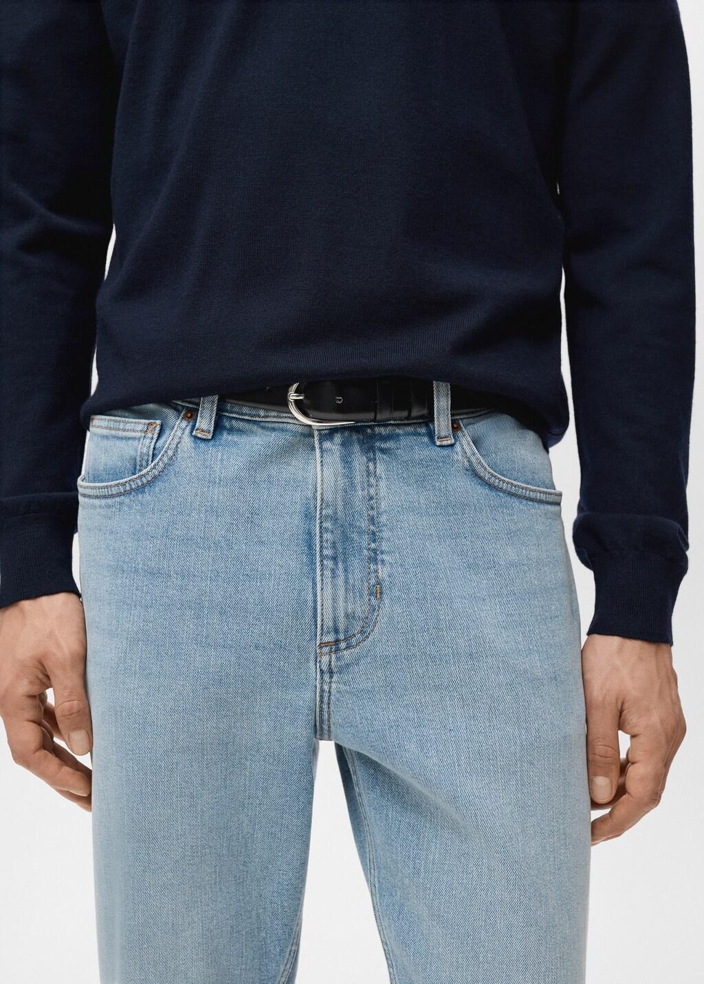 Blue Ben Cropped Tapered-Fit Jeans, Open Blue, large image number 4