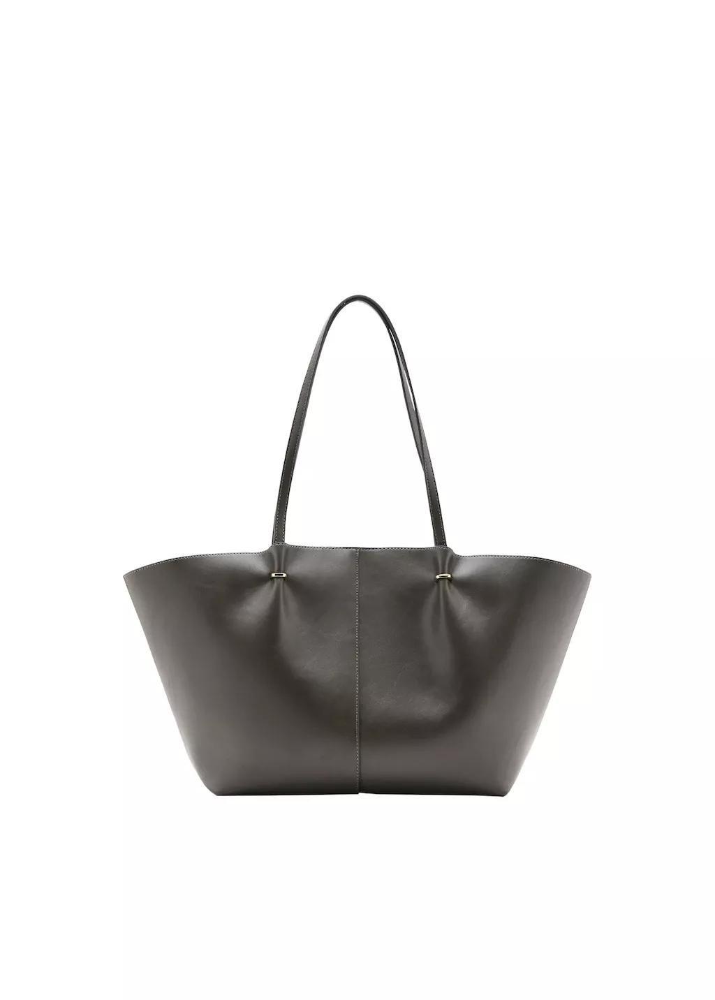 Khaki Shopper Bag With Metallic Details, 0201_37, large image number 4