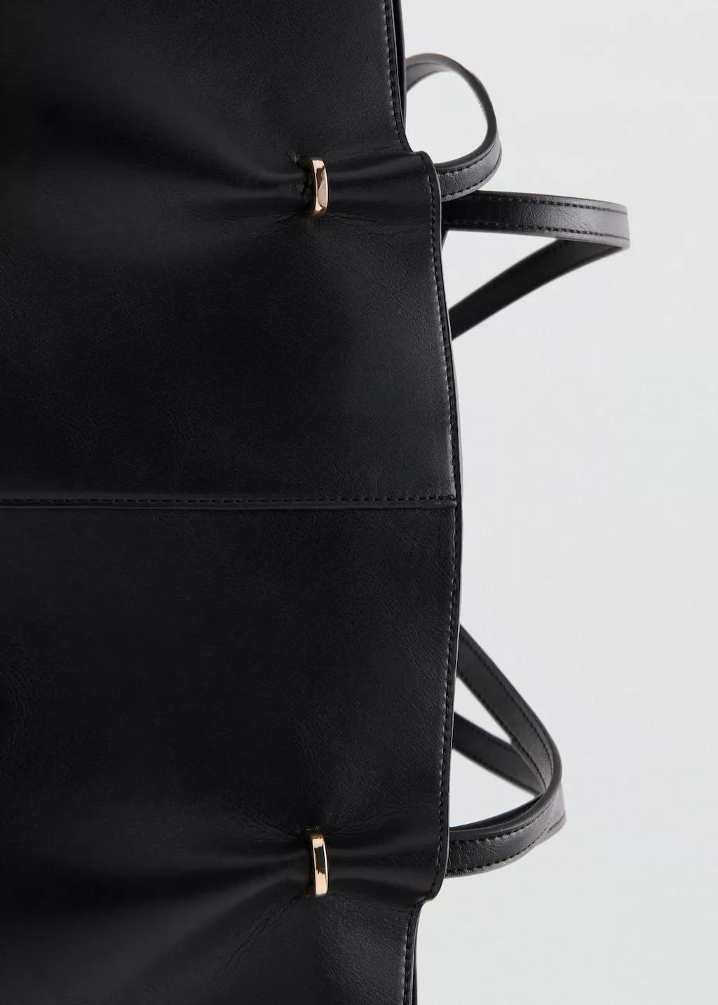 Black Shopper Bag With Metallic Details, Black, large image number 1