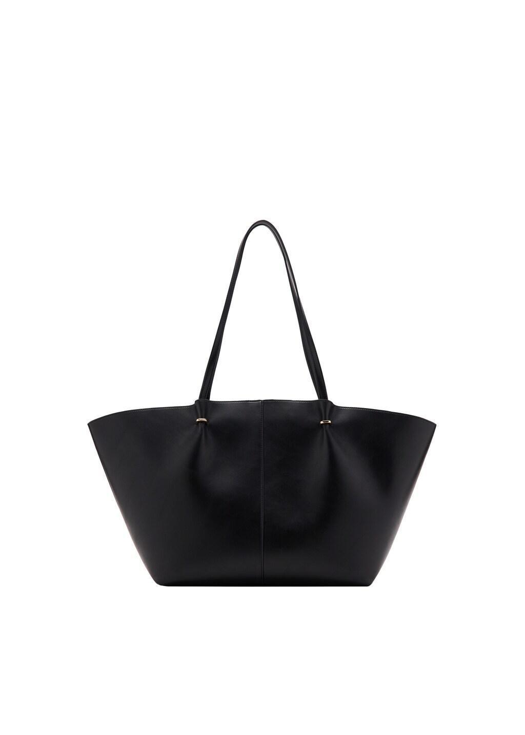 Black Shopper Bag With Metallic Details, Black, large image number 2