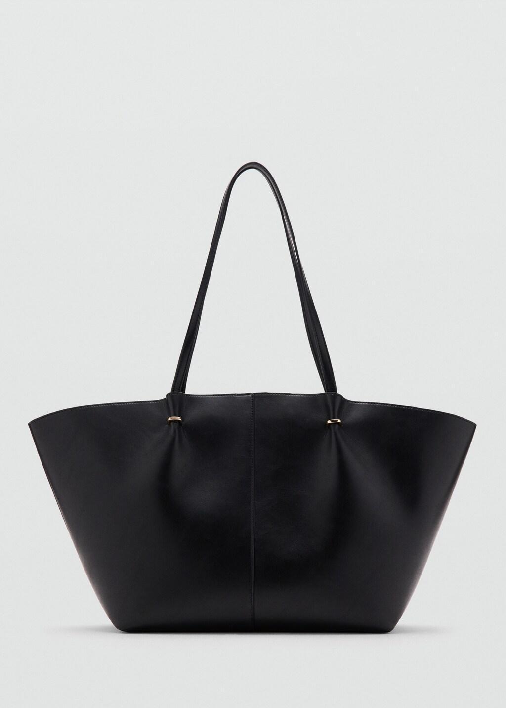 Black Shopper Bag With Metallic Details, Black, large image number 3