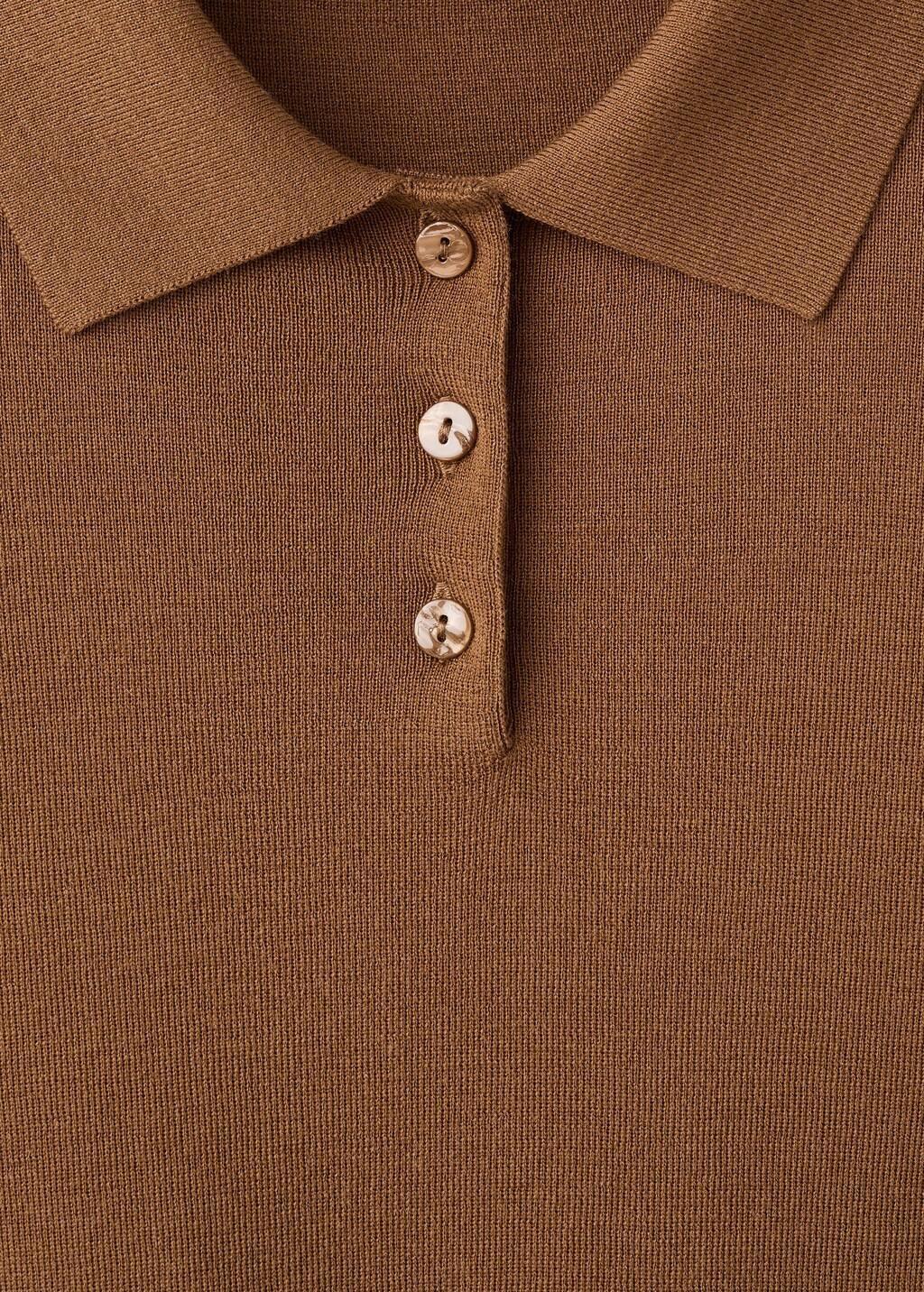 Brown Polo Collar Wool Sweater, Medium Brown, large image number 1