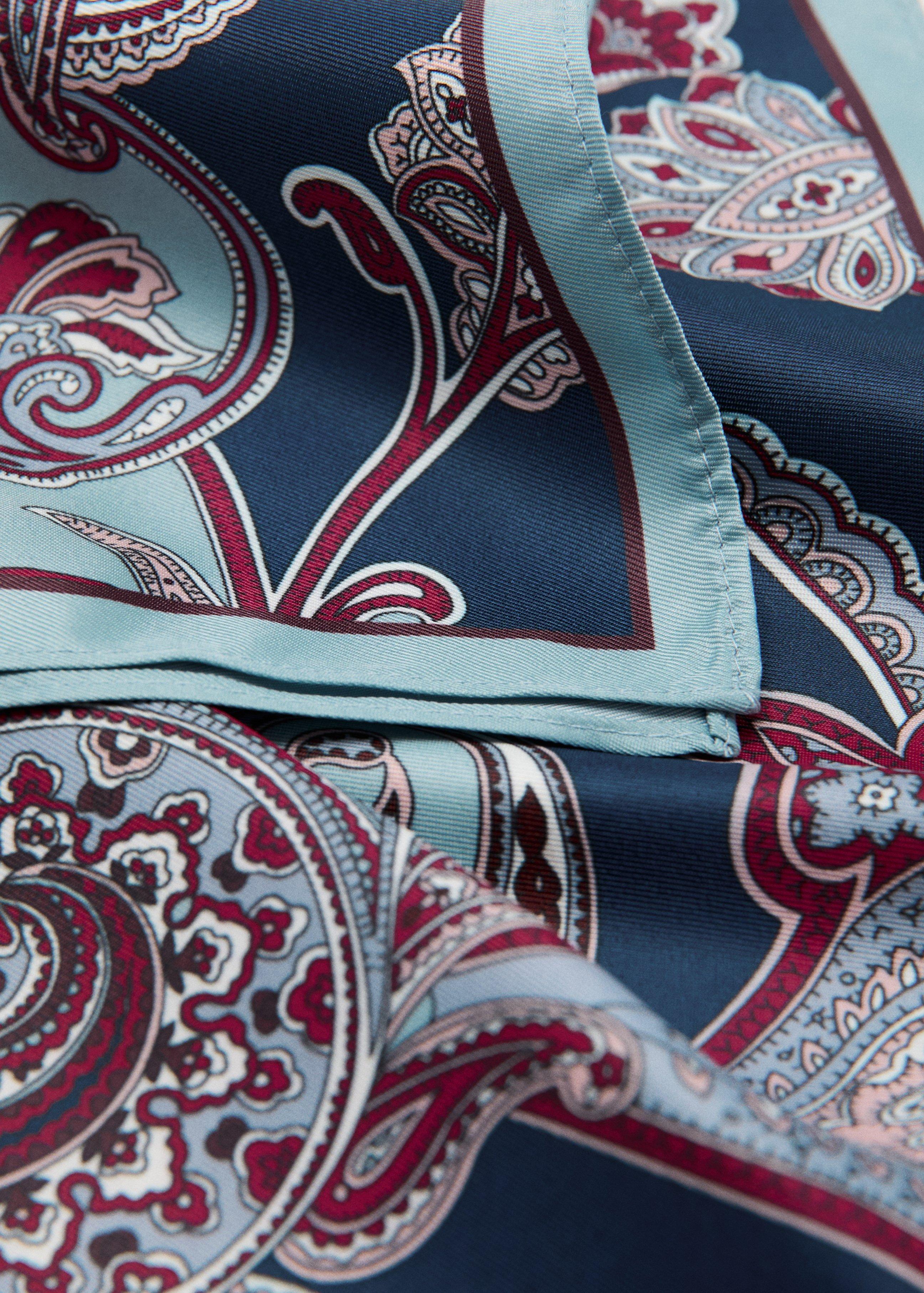 Blue Paisley Satin Scarf, Medium Blue, large image number 1