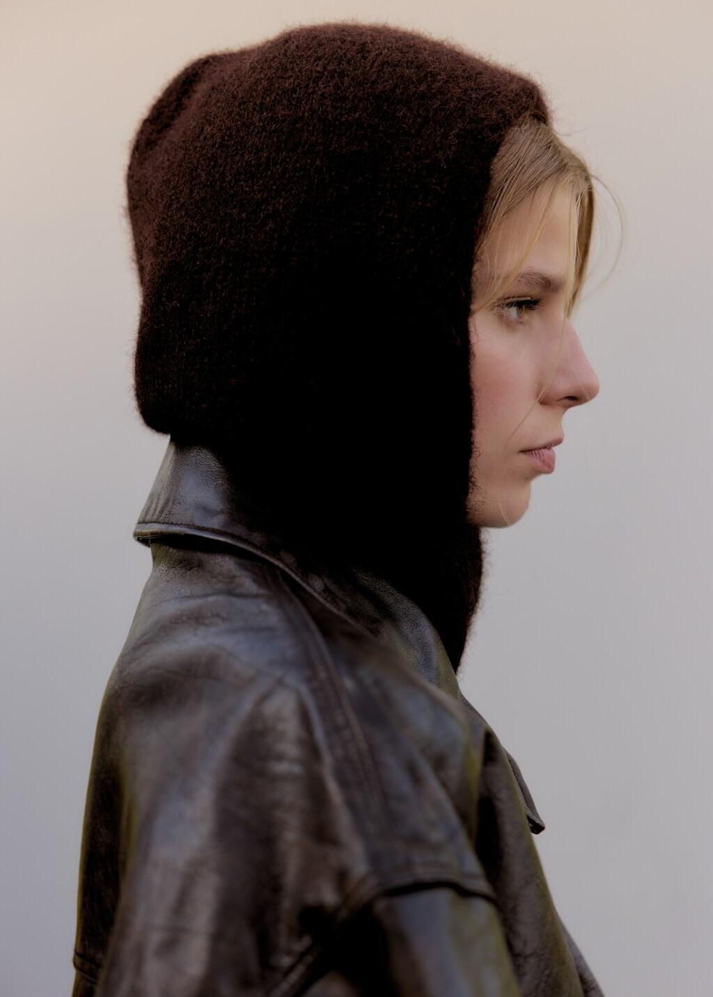 Brown Knitted Balaclava, Dark Brown, large image number 3