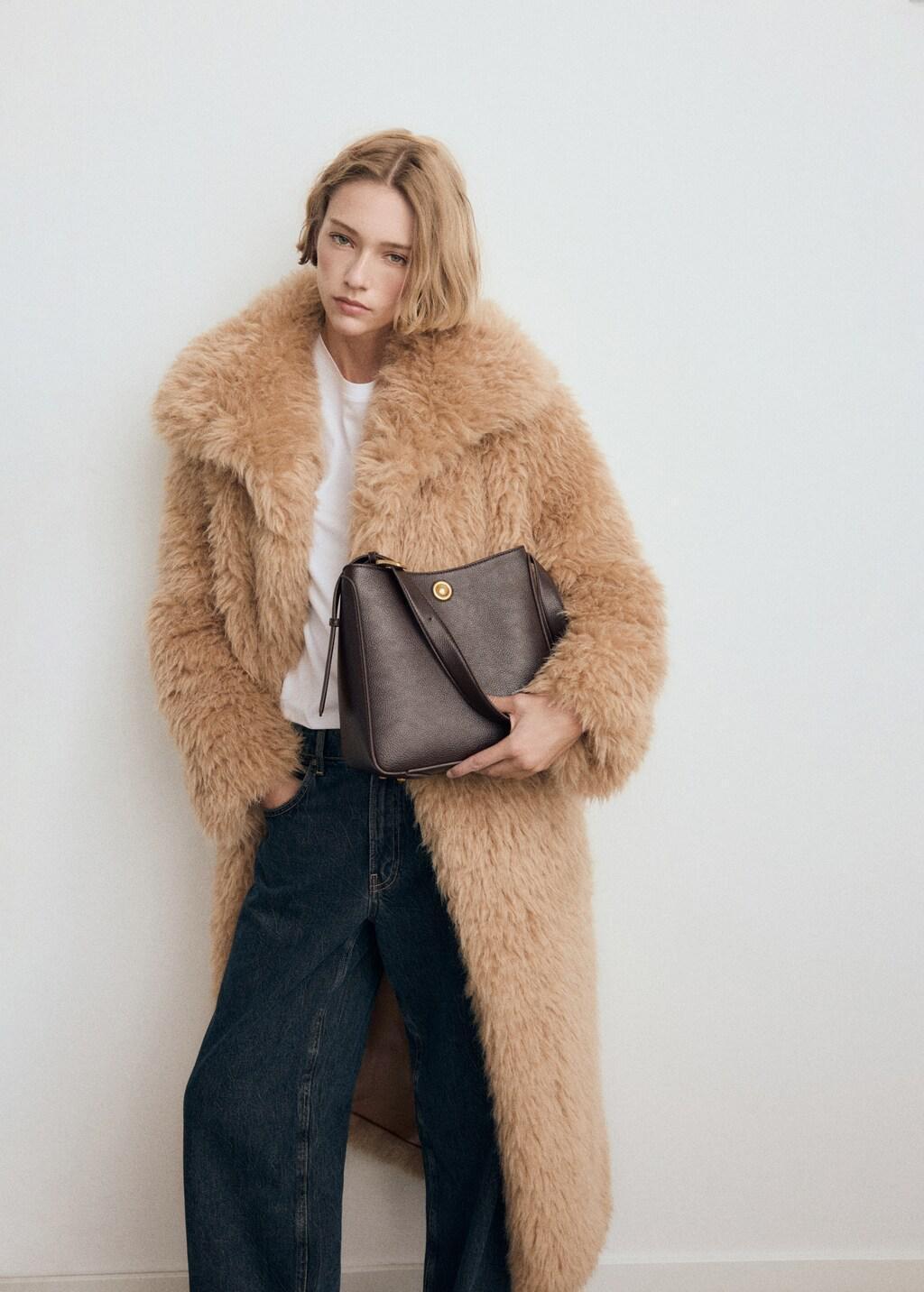 Brown Medium Bucket Bag With Metal Detail, Dark Brown, large image number 0