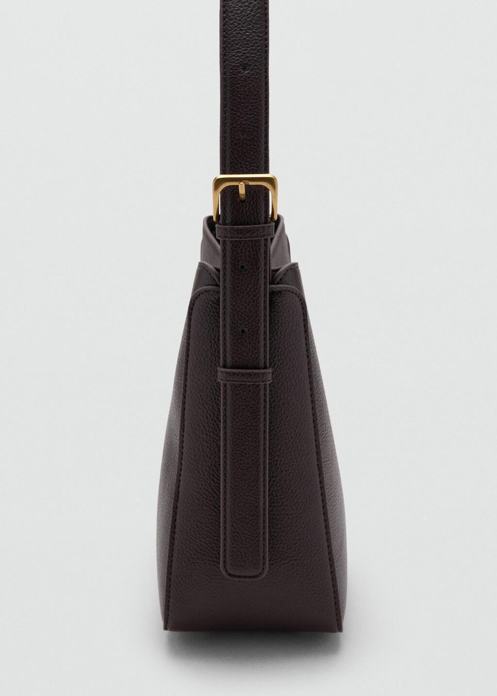 Brown Medium Bucket Bag With Metal Detail, Dark Brown, medium