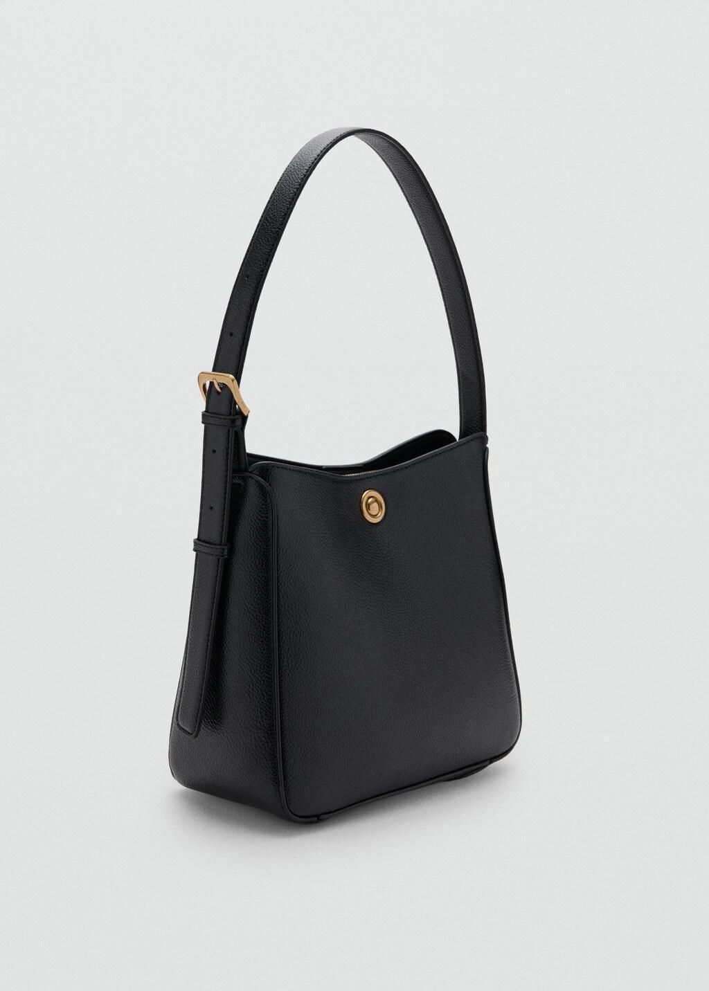 Black Medium Bucket Bag With Metal Detail, Black, medium