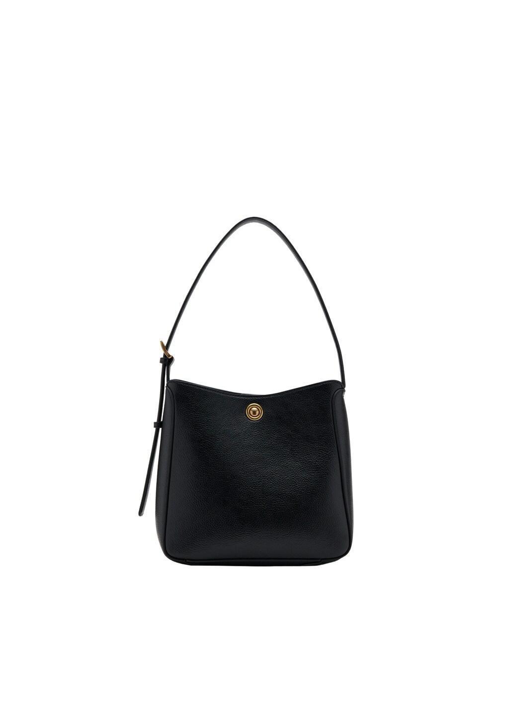 Black Medium Bucket Bag With Metal Detail, Black, large image number 3