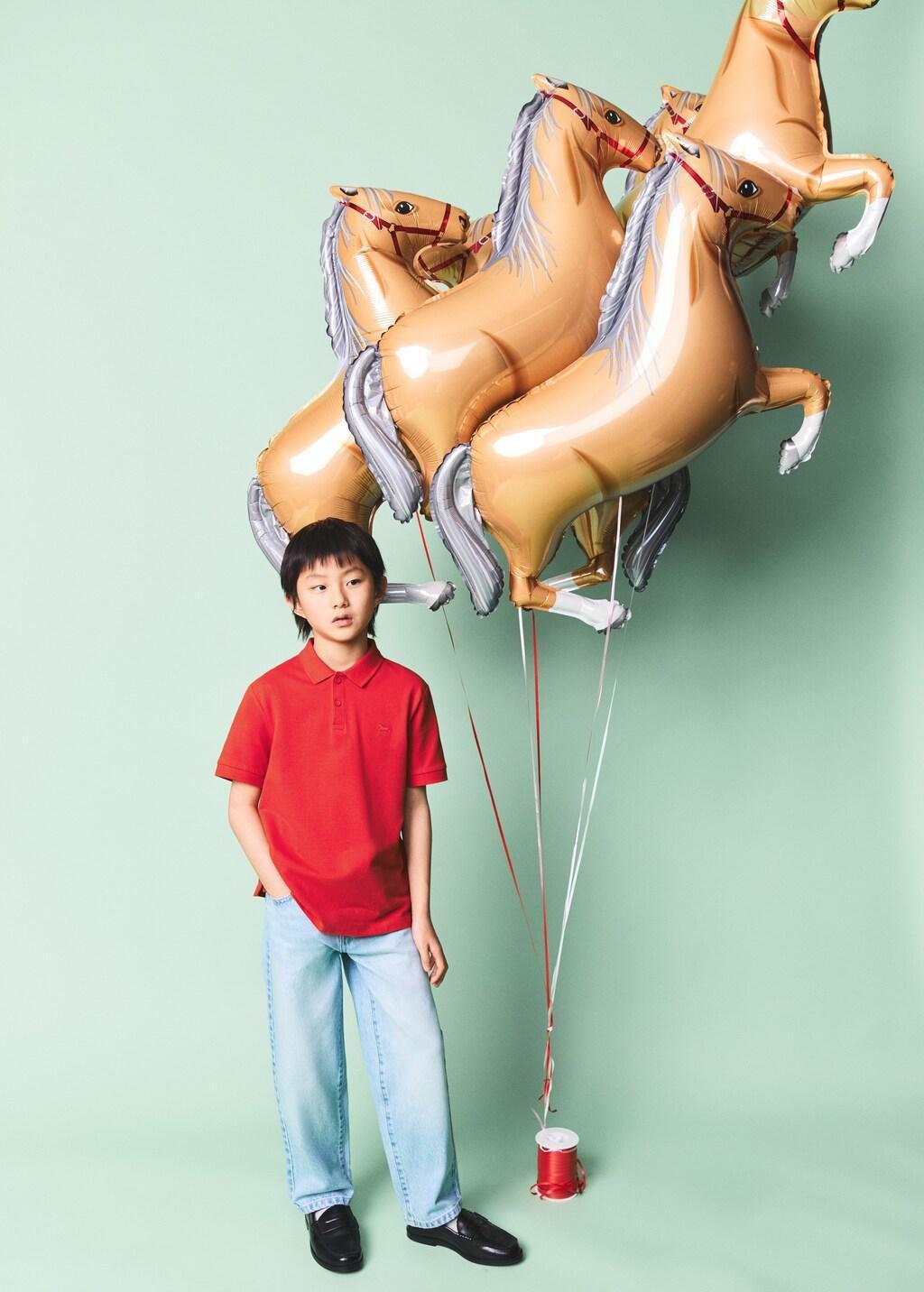 Red Cotton Basic Polo Shirt, Kids Boys, Red, large image number 0