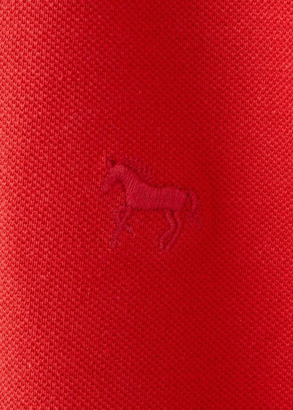 Red Cotton Basic Polo Shirt, Kids Boys, Red, large image number 4