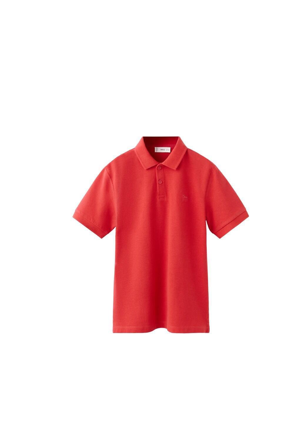 Red Cotton Basic Polo Shirt, Kids Boys, Red, large image number 5