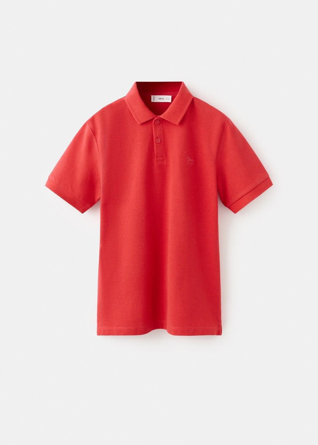 Red Cotton Basic Polo Shirt, Kids Boys, Red, large image number 6