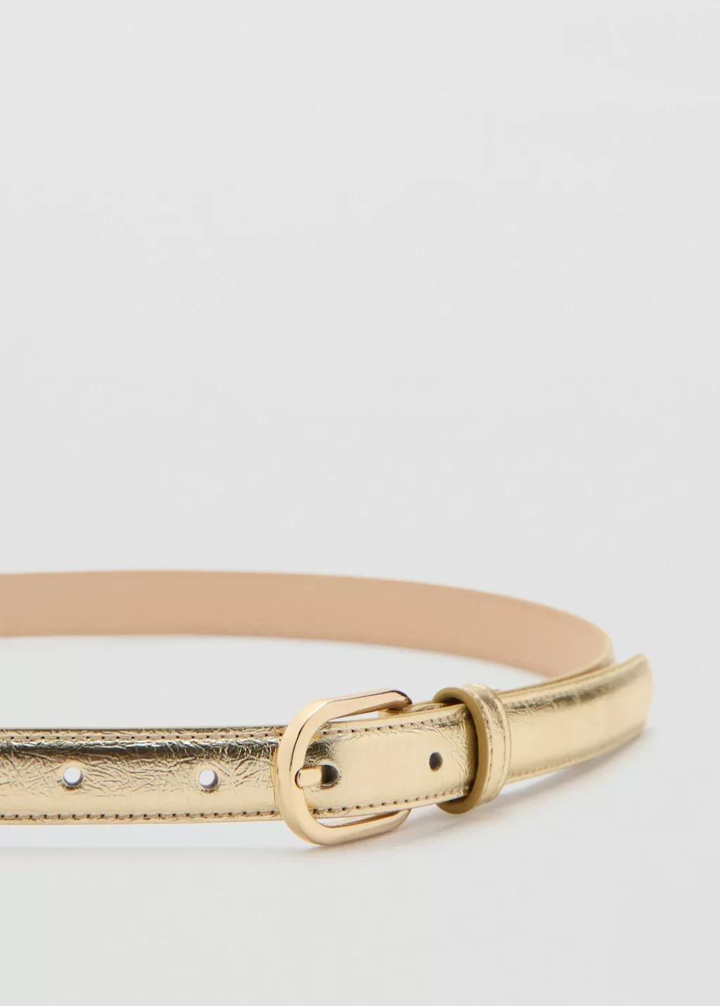 Gold Metal Buckle Belt, Gold, large image number 0