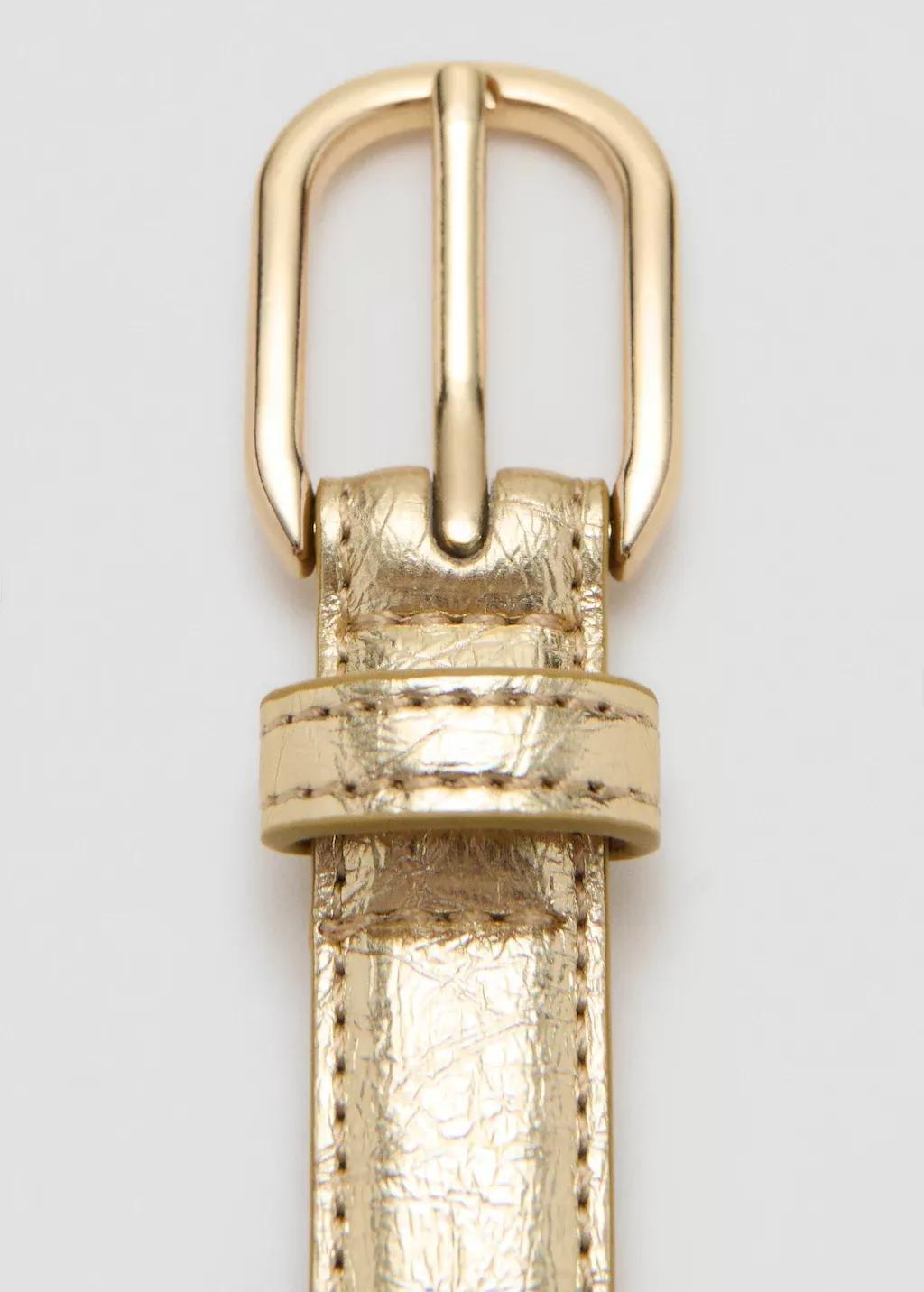 Gold Metal Buckle Belt, Gold, large image number 1