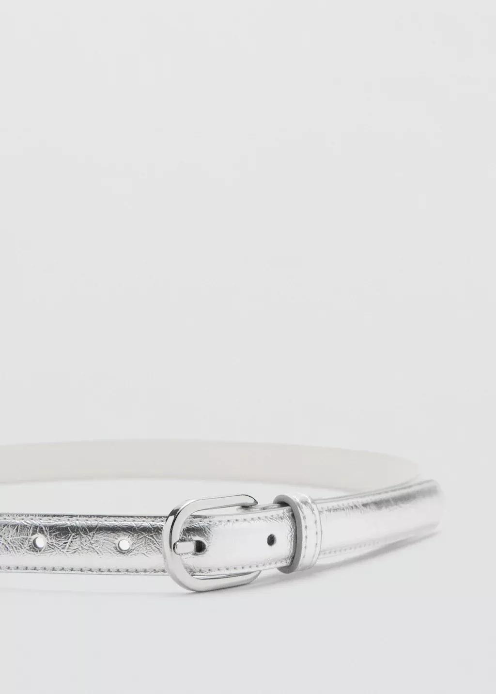 Silver Metal Buckle Belt, Silver, large image number 0