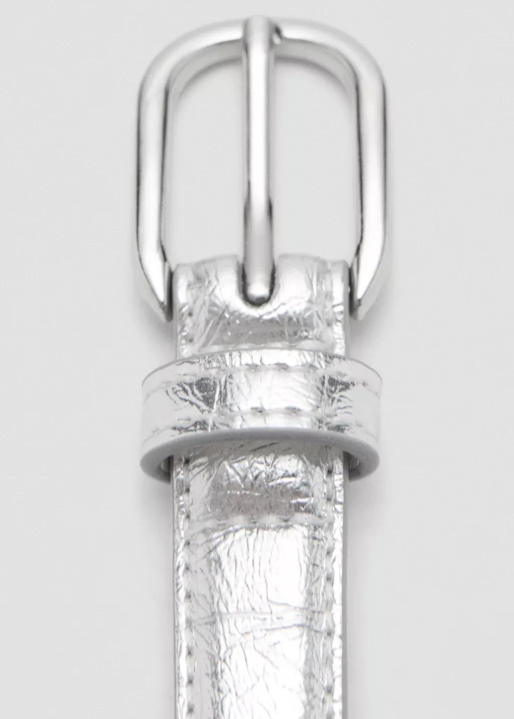 Silver Metal Buckle Belt, Silver, large image number 1