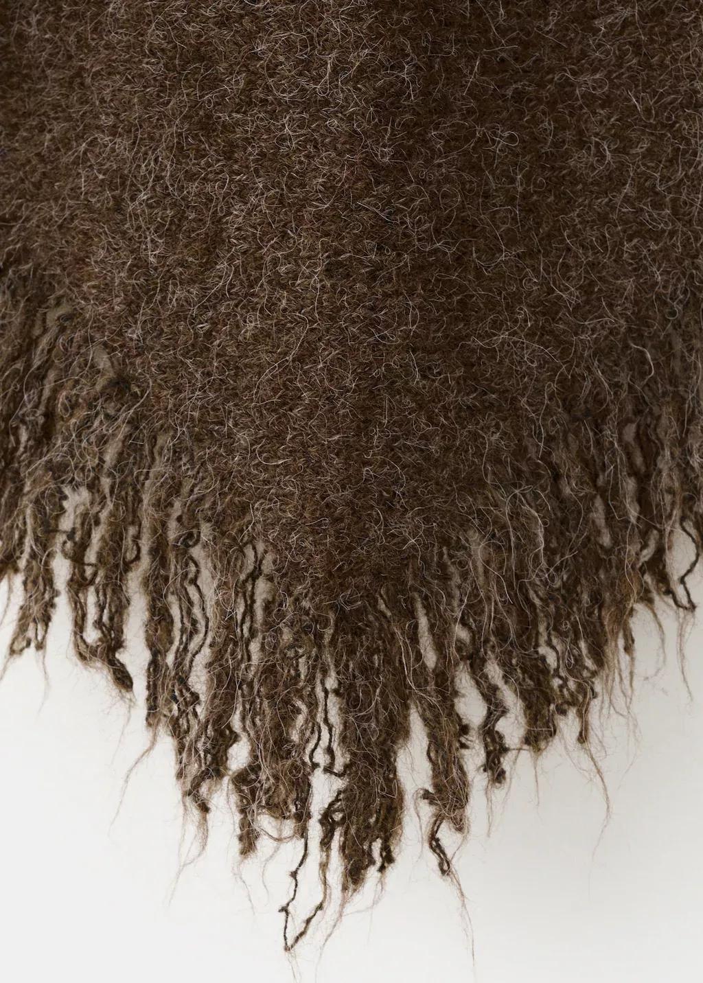 Brown Shawl With Fringed Edges, Dark Brown, medium