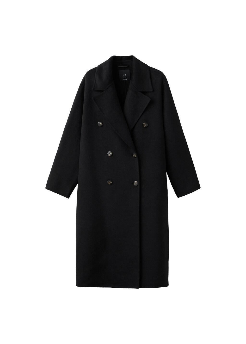 Black Handmade Oversized Wool Coat, Black, large image number 6