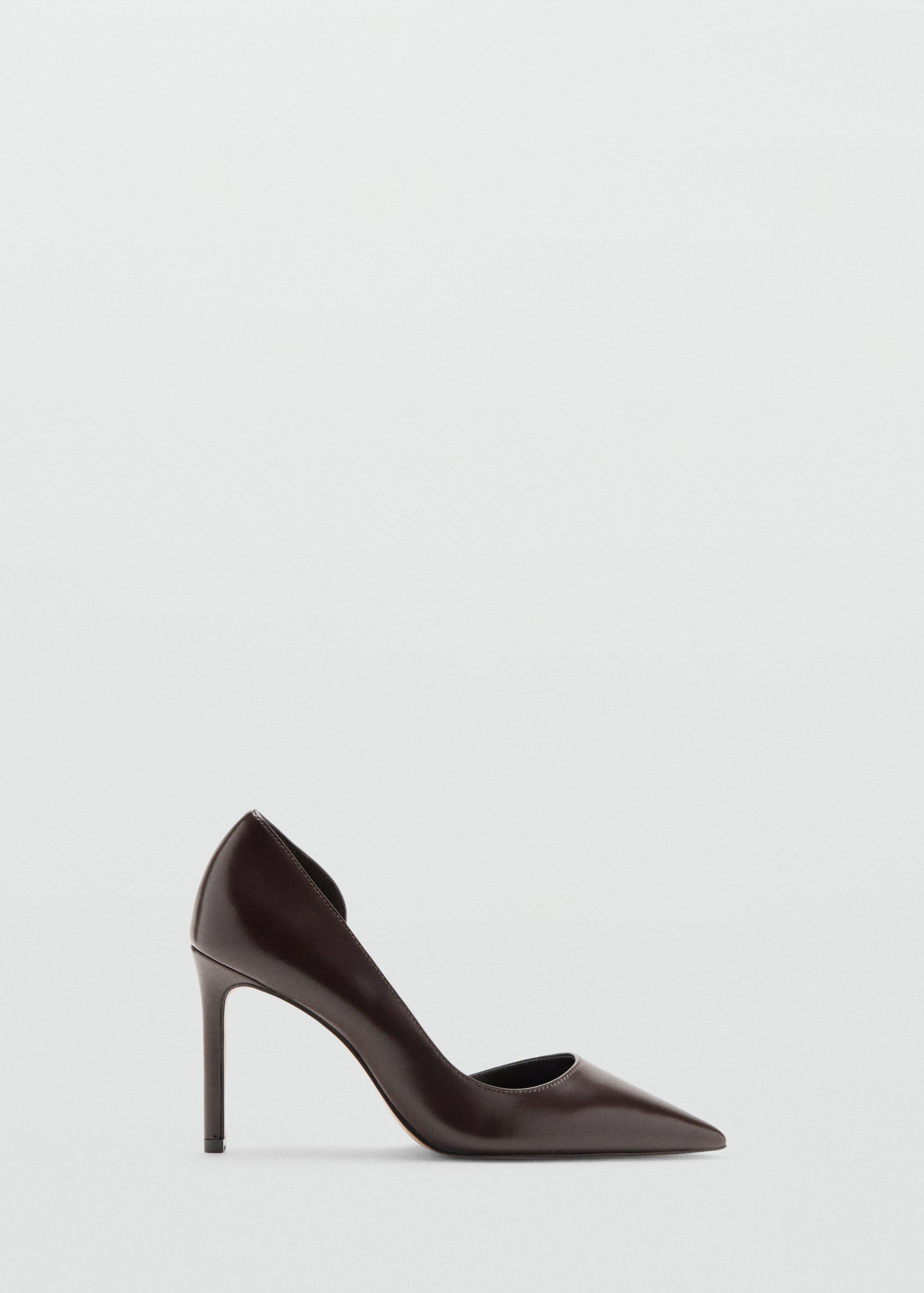 Brown Asymmetrical Heeled Shoes, Dark Brown, medium