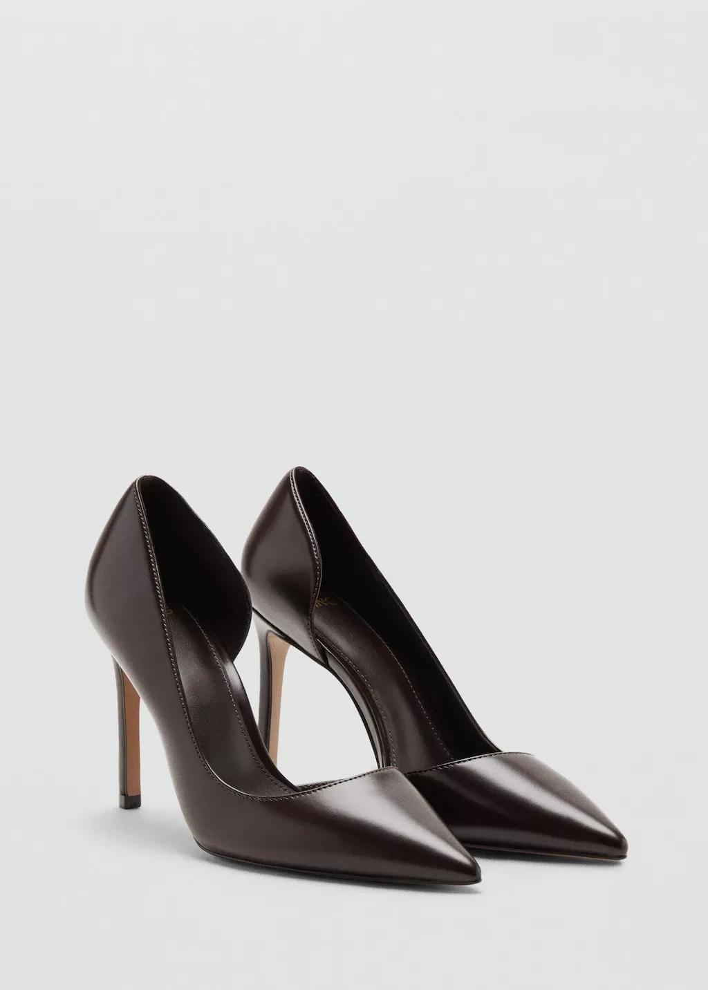 Brown Asymmetrical Heeled Shoes, Dark Brown, large image number 5