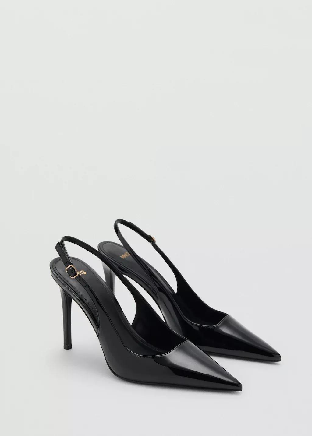 Black Patent Heeled Shoes, Black, medium