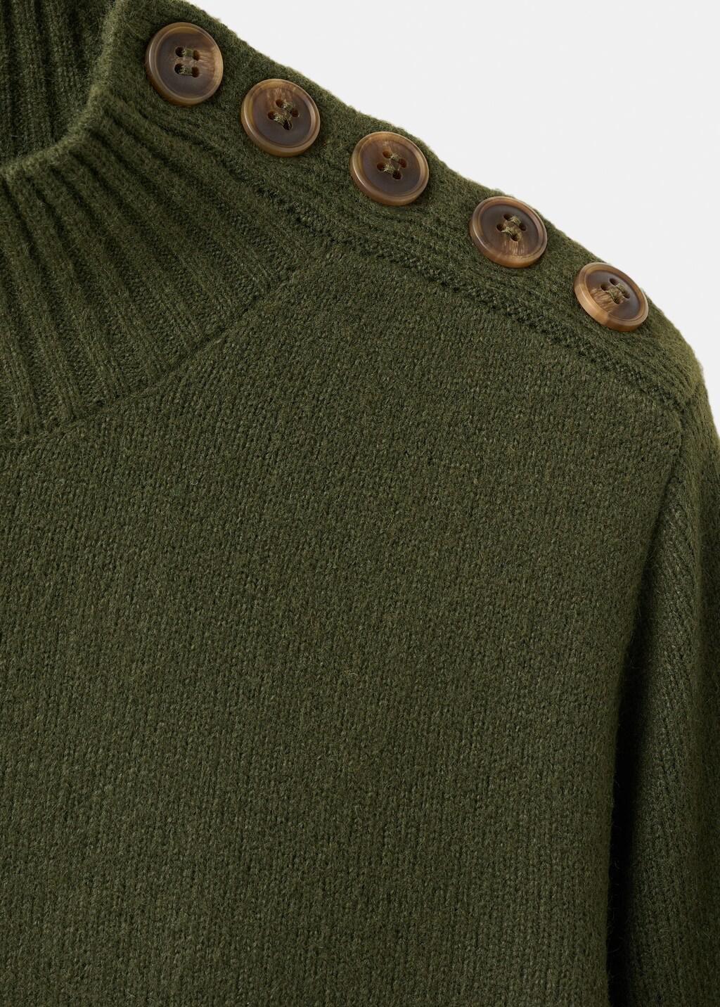 Khaki Button Knit Dress, Beige - Khaki, large image number 1
